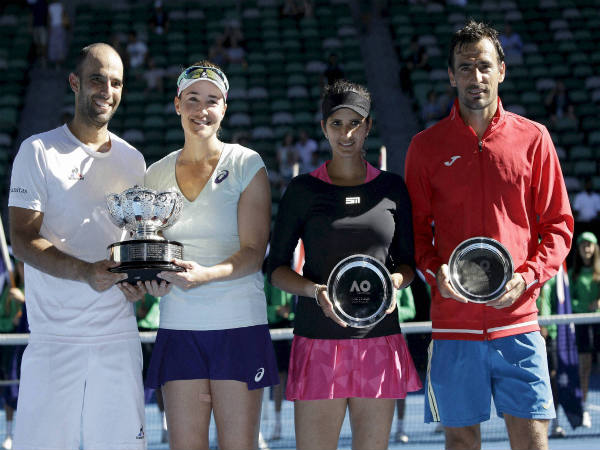 From left: Sebastian Cabal, Abigail Spears, Sania Mirza and Ivan Dodig From left: Sebastian Cabal, Abigail Spears, Sania Mirza and Ivan Dodig