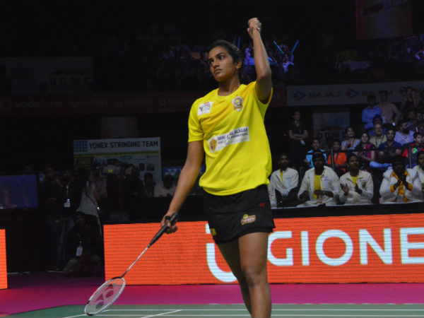 PV Sindhu celebrates her win PV Sindhu celebrates her win
