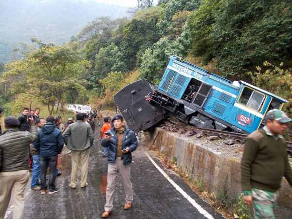 Police and railway officials on the accident spot after a train derailed at Kurseong, West bengal in this photograph taken on January 11, 2017. Police and railway officials on the accident spot after a train derailed at Kurseong, West bengal in this photograph taken on January 11, 2017.