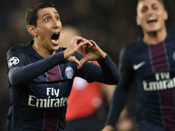PSG's Angel Di Maria celebrates a goal against Barcelona. Photo from Champions League's official website PSG's Angel Di Maria celebrates a goal against Barcelona. Photo from Champions League's official website