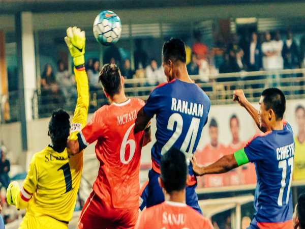 Bengaluru FC (blue) Vs DSK Shivajians (red) (Image courtesy: Bengaluru FC Twitter handle) Bengaluru FC (blue) Vs DSK Shivajians (red) (Image courtesy: Bengaluru FC Twitter handle)