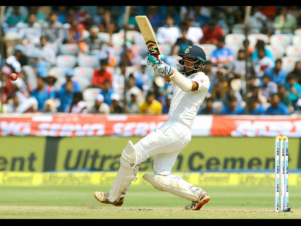 Cheteshwar Pujara of India on action against Bangladesh during the 4th day test match at Uppal stadium in Hyderabad on Sunday. Cheteshwar Pujara of India on action against Bangladesh during the 4th day test match at Uppal stadium in Hyderabad on Sunday.