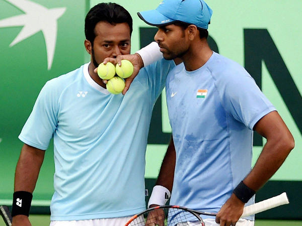 Leander Paes (left) and Vishnu Vardhan Leander Paes (left) and Vishnu Vardhan
