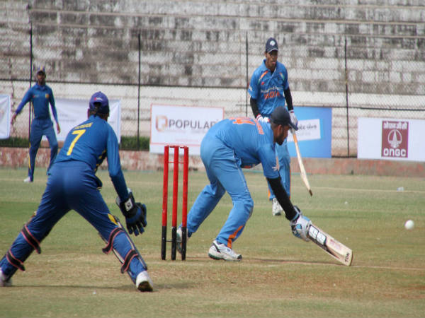 Indian batsman in action against Sri Lanka Indian batsman in action against Sri Lanka