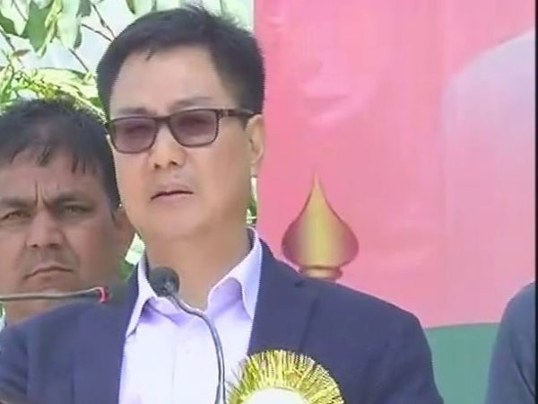 Union minister Kiren Rijiju addressing an election rally in Chandel, Manipur, on Monday. Union minister Kiren Rijiju addressing an election rally in Chandel, Manipur, on Monday.
