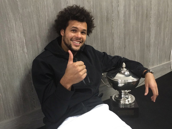 Jo-Wilfried Tsonga with the trophy (Image courtesy: Jo-Wilfried Tsonga Twitter handle) Jo-Wilfried Tsonga with the trophy (Image courtesy: Jo-Wilfried Tsonga Twitter handle)