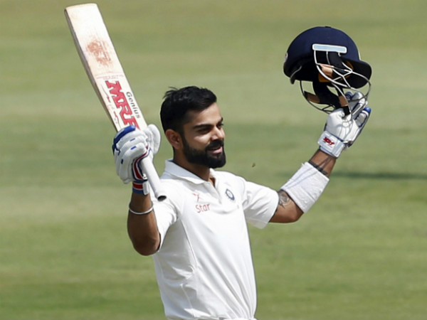 Virat Kohli celebrates his double century against Bangladesh in Hyderabad Virat Kohli celebrates his double century against Bangladesh in Hyderabad