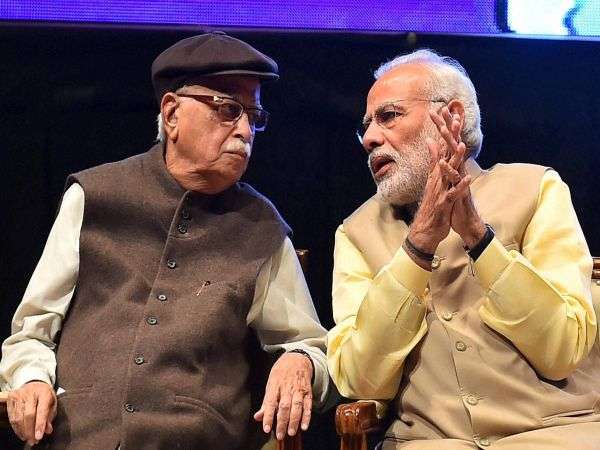 Prime Minister Narendra Modi and BJP Senior leader L K Advani during the launch of Shraddheya Kidarnath Sahni Smriti Granth in New Delhi. Photo credit: Kamal Singh/PTI Prime Minister Narendra Modi and BJP Senior leader L K Advani during the launch of Shraddheya Kidarnath Sahni Smriti Granth in New Delhi. Photo credit: Kamal Singh/PTI