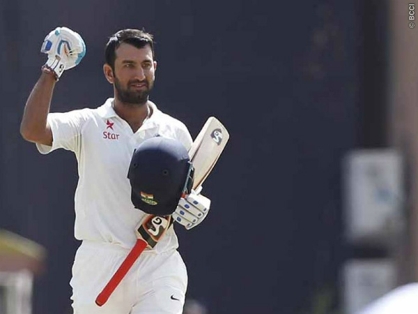 Cheteshwar Pujara celebrates his century on third day of 3rd Test in Ranchi. Photo: BCCI Cheteshwar Pujara celebrates his century on third day of 3rd Test in Ranchi. Photo: BCCI