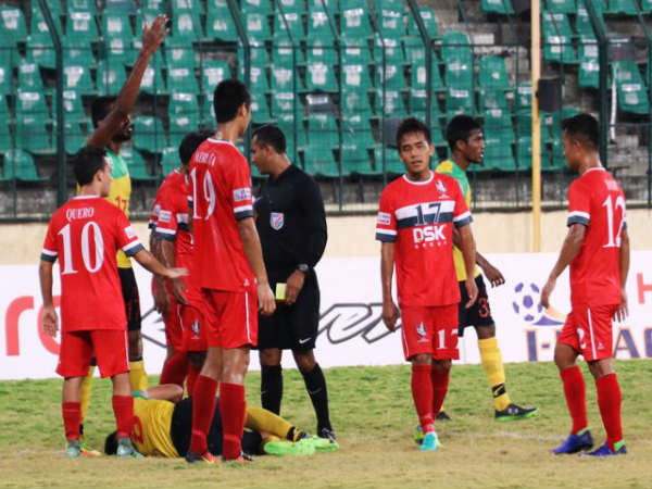 DSK Shivajians (red jersey) players in action against Chennai City (Image courtesy: I-League Twitter handle) DSK Shivajians (red jersey) players in action against Chennai City (Image courtesy: I-League Twitter handle)