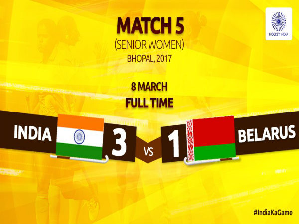 India 3-1 Belarus (Image courtesy: Hockey India Twitter handle) India 3-1 Belarus (Image courtesy: Hockey India Twitter handle)