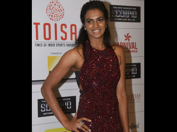 Olympian P V Sindhu during the Times of India Sports Awards in Mumbai Olympian P V Sindhu during the Times of India Sports Awards in Mumbai