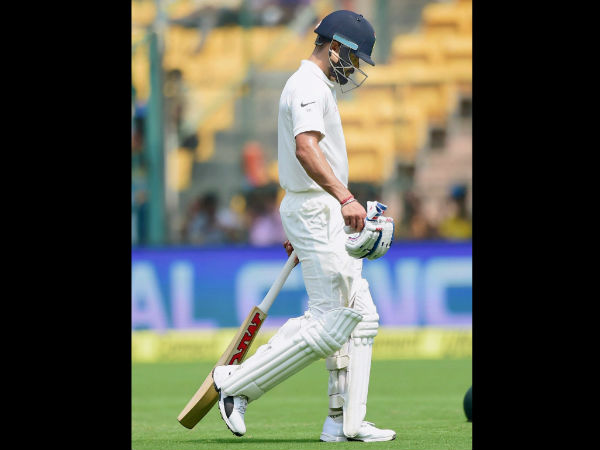 Virat Kohli walks back to the pavilion after being dismissed in the 2nd Test against Australia in Bengaluru last week Virat Kohli walks back to the pavilion after being dismissed in the 2nd Test against Australia in Bengaluru last week