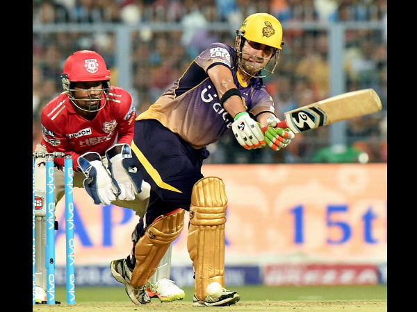 Gautam Gambhir plays a shot during 10th edition IPL Match against Kings XI Punjab in Kolkata on Thursday. Gautam Gambhir plays a shot during 10th edition IPL Match against Kings XI Punjab in Kolkata on Thursday.