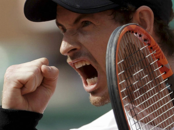 Andy Murray celebrates a point against Martin Klizan at French Open Andy Murray celebrates a point against Martin Klizan at French Open