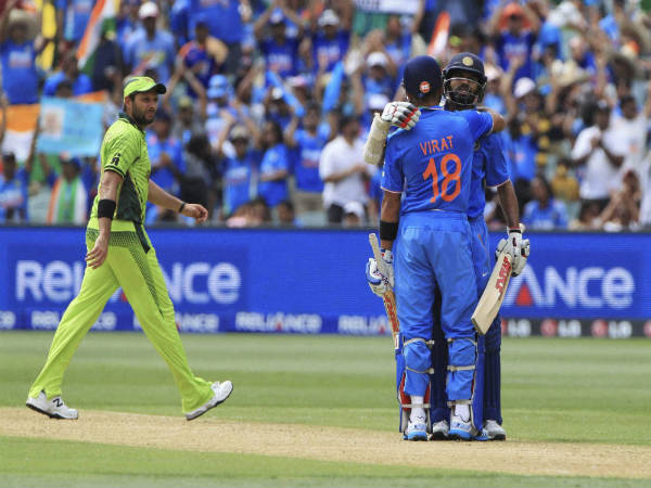 File photo: Pakistan's Shahid Afridi (left), India's Virat Kohli and Shikhar Dhawan File photo: Pakistan's Shahid Afridi (left), India's Virat Kohli and Shikhar Dhawan