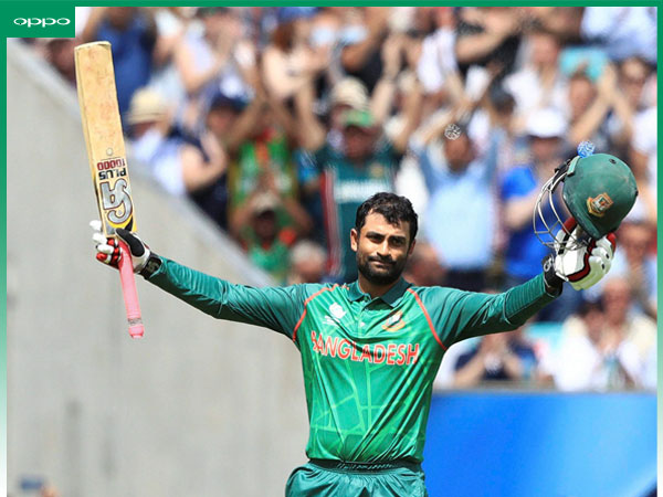 Tamim Iqbal celebrates his ton. A OPPO moment of the match Tamim Iqbal celebrates his ton. A OPPO moment of the match