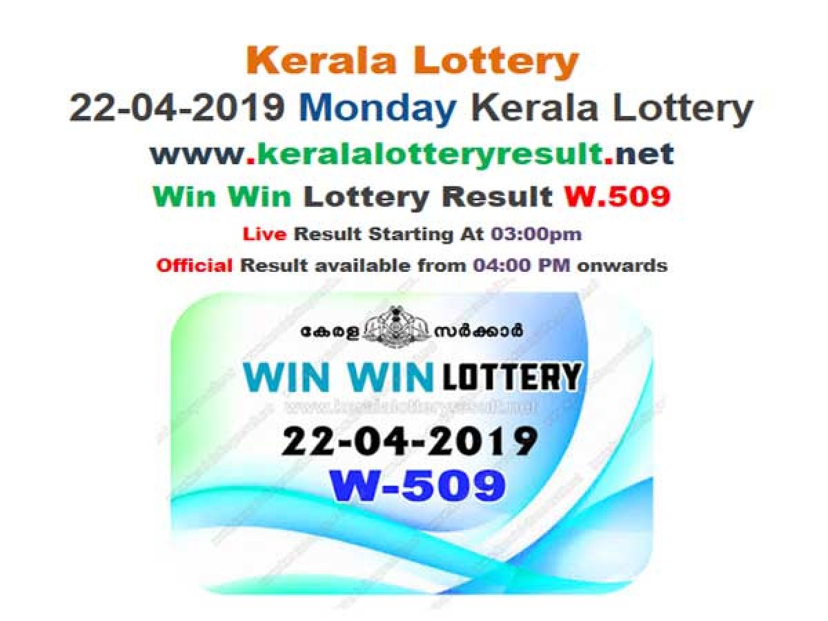 Kerala Lottery results Today Win Win lottery result W509 results