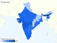 indian map showed by Google Insights for Search