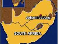 Johannesburg in South Africa map