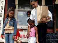 Obama with his two daughters