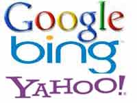 Google, Bing and Yahoo logos