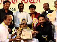 Rajnikanth with DMK supremo Karunanidhi
