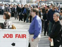 US job fair, people waiting