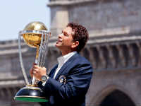 Sachin holding the World Cup