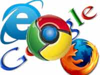IE, Firefox and Chrome logos