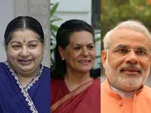 Jayalalithaa, Sonia Gandhi and Narendra Modi