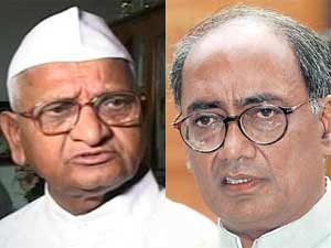 Anna Hazare and Digvijay Singh Anna Hazare and Digvijay Singh