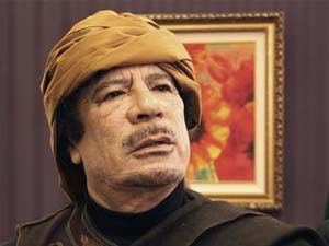 Libyan embattled President Muammar Gaddafi