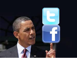 Barack Obama and Twitter, Facebook logos