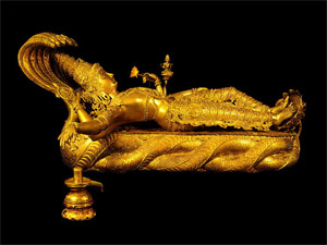 The golden deity of Lord Vishnu
