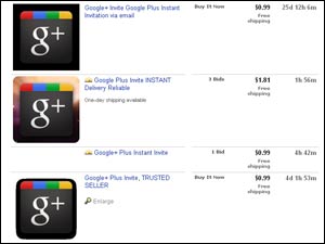 Google Plus Invite in eBay