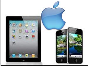 iPad, iPhone 4 and Apple logo