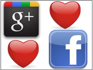 Google Plus and Facebook logos