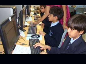 Students using computer