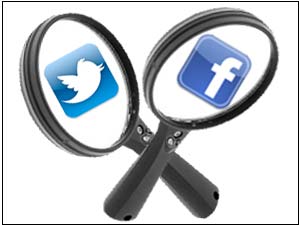 Twitter and Facebook logo on Lens