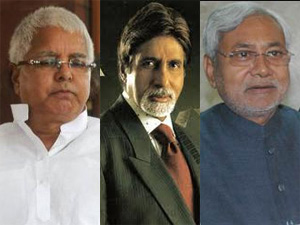 Lalu Prasad Yadav, Amitabh Bachchan and Nitish Kumar Lalu Prasad Yadav, Amitabh Bachchan and Nitish Kumar