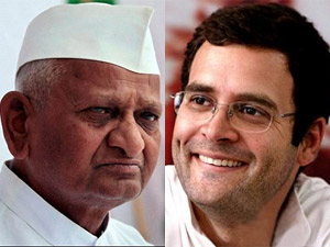 Anna Hazare and Rahul Gandhi