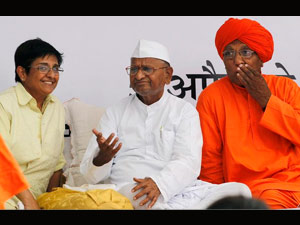 Kiran Bedi, Anna Hazare and Swami Agnivesh
