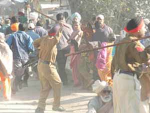 Police lathi charge