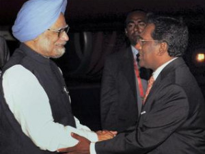 Manmohan Singh with Mohamed Wshed Hassan Manik