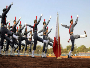 A battalion of cadets with full uniform rehearsal for the Republic Day parade in New Delhi.PTI