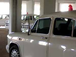 Beacon red light on a government vehicle