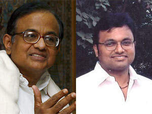 P Chidambaram and his son Karthi Chidambaram 