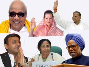 Sonia Gandhi, Manmohan Singh, Karunanidhi, Akhilesh Yadav, Mulayam, Mamata Banerjee