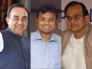 Subramanian Swamy, Karti Chidambaram and P Chidambaram